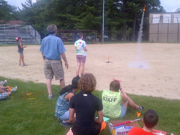 In June, children celebrate a successful launch on Rocket Day, which was an educational event made possible by a chapter contribution.